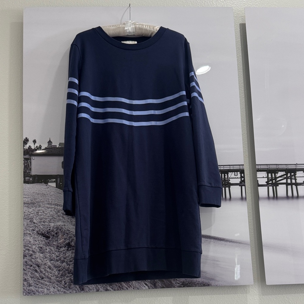 SAIL TO SABLE SWEATSHIRT DRESS - NAVY W STRIPES